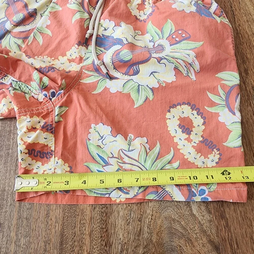 Polo Ralph Lauren Shorts Mens Large Orange Hawaiian Swim Trunks Lined Drawstring